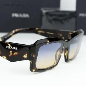NEW Prada PR27ZS 16O50E Black Tortoise Gradient Yellow Blue Square Sunglasses Prada PR 27ZS Irregular Sunglasses For Men main image 3